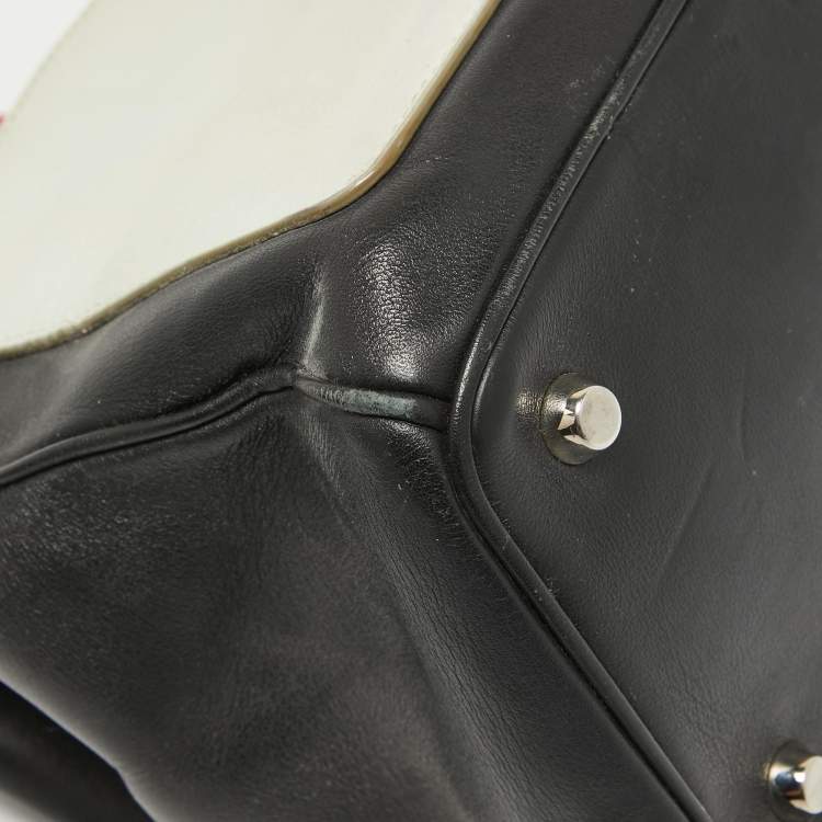 Pre Owned Dior Black Printed Leather Small Be Dior Flap Top Handle Bag