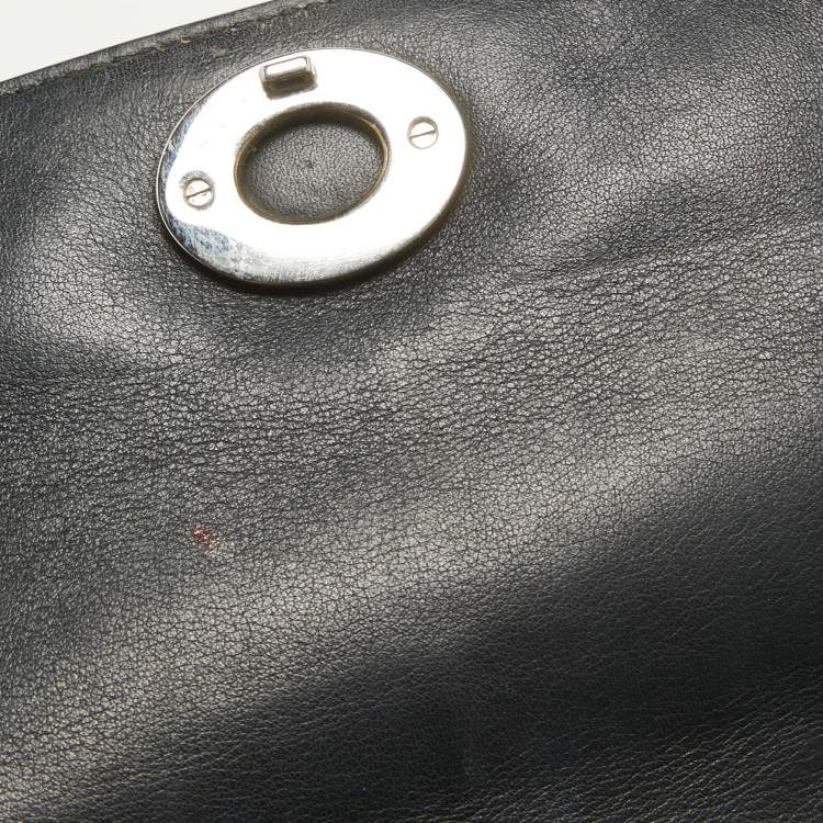 Pre Owned Dior Black Printed Leather Small Be Dior Flap Top Handle Bag