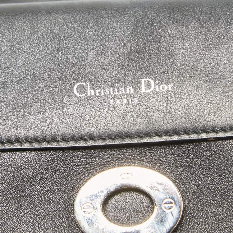 Pre Owned Dior Black Printed Leather Small Be Dior Flap Top Handle Bag