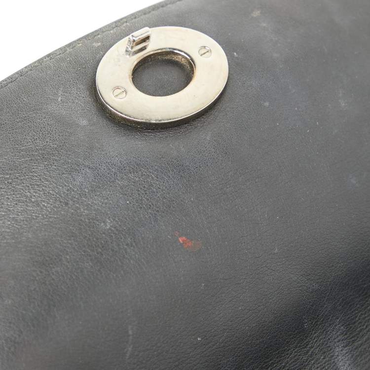 Pre Owned Dior Black Printed Leather Small Be Dior Flap Top Handle Bag