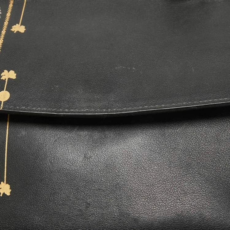 Pre Owned Dior Black Printed Leather Small Be Dior Flap Top Handle Bag