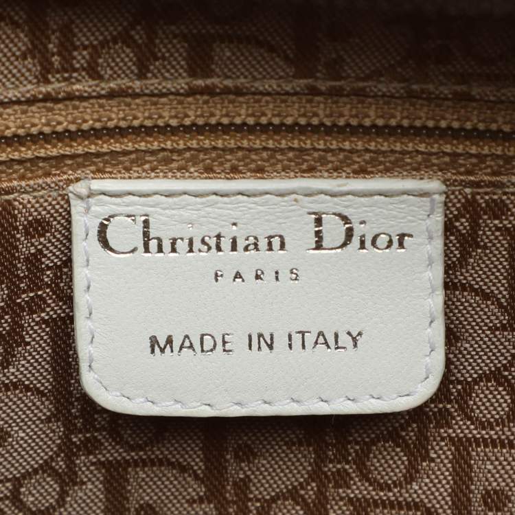 Pre Owned Dior White Cannage Leather Large Lady Dior Tote
