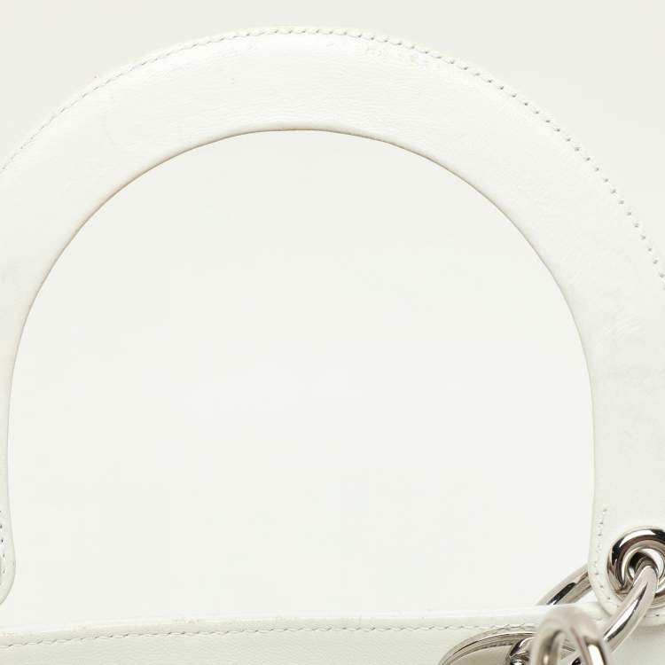 Pre Owned Dior White Cannage Leather Large Lady Dior Tote
