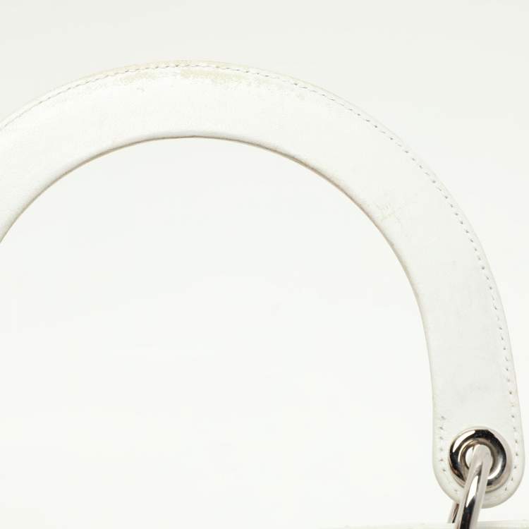 Pre Owned Dior White Cannage Leather Large Lady Dior Tote