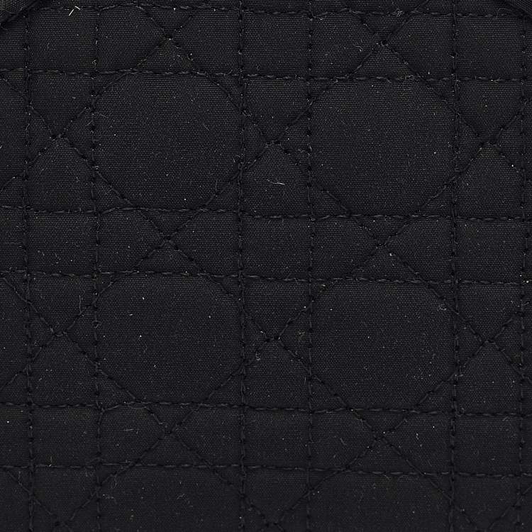 Pre Owned Dior Black Cannage Fabric Zip Around Coin Purse