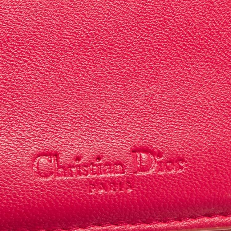 Pre Owned Dior Orange Cannage Leather Lady Dior Bifold Wallet