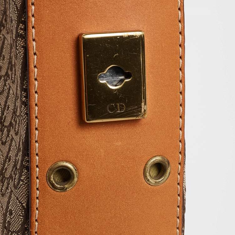 Pre Owned Dior Beige/Tan Oblique Canvas and Leather Street Chic Hobo