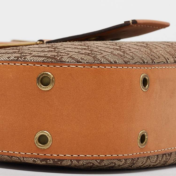 Pre Owned Dior Beige/Tan Oblique Canvas and Leather Street Chic Hobo