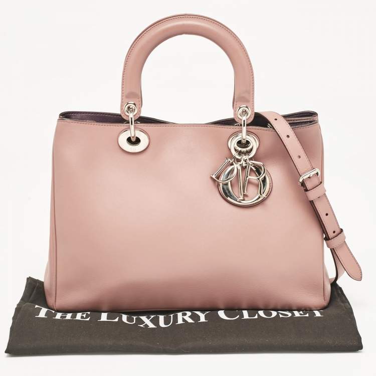 Pre Owned Dior Dusty Pink Leather Medium Diorissimo Shopper Tote