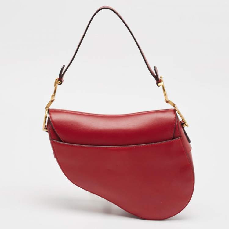 Pre Owned Dior Red Leather Saddle Bag