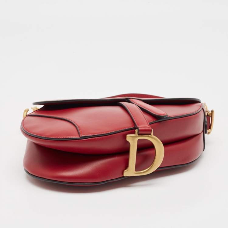 Pre Owned Dior Red Leather Saddle Bag