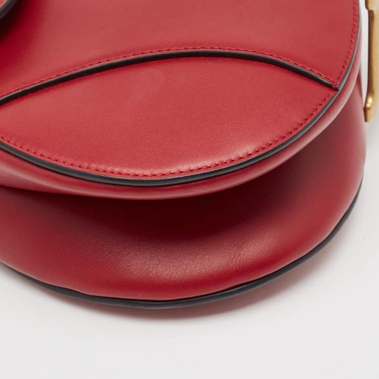 Pre Owned Dior Red Leather Saddle Bag