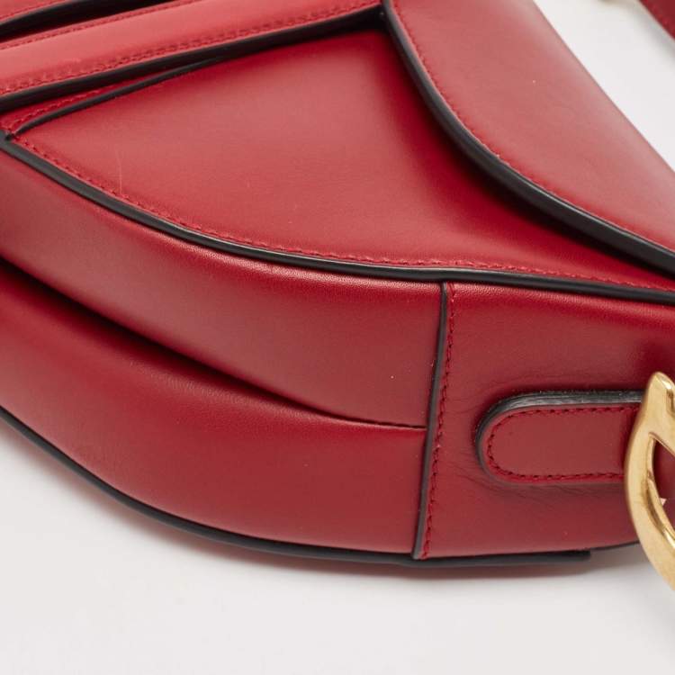 Pre Owned Dior Red Leather Saddle Bag