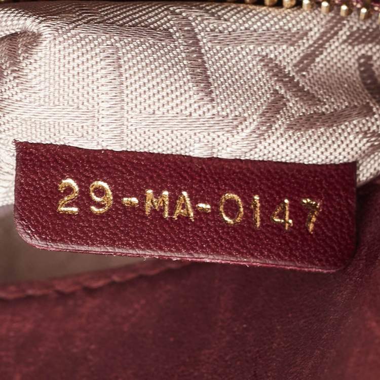 Pre Owned Dior Burgundy Cannage Leather Small Lady Dior My ABCDior Tote