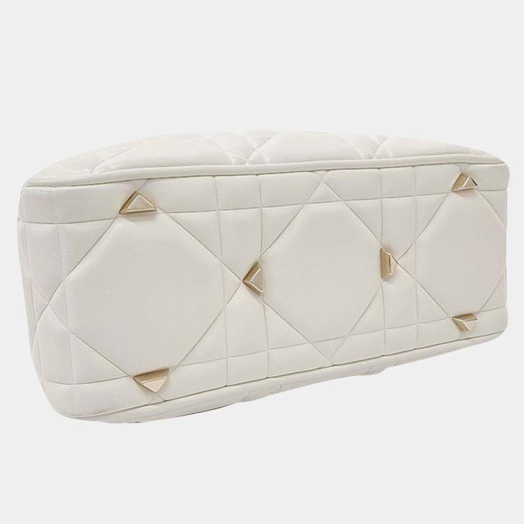 مملوكة مسبقًا Christian Dior White Leather Lady Dior 95.22 Bag