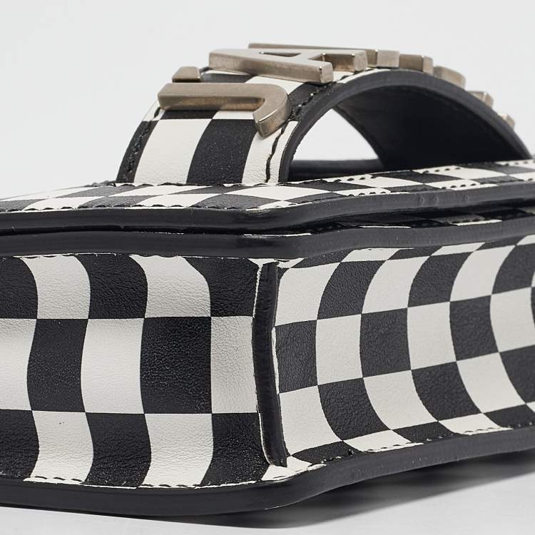 Pre Owned Dior Black/White Leather Mini Checkered J'Adior Crossbody Bag