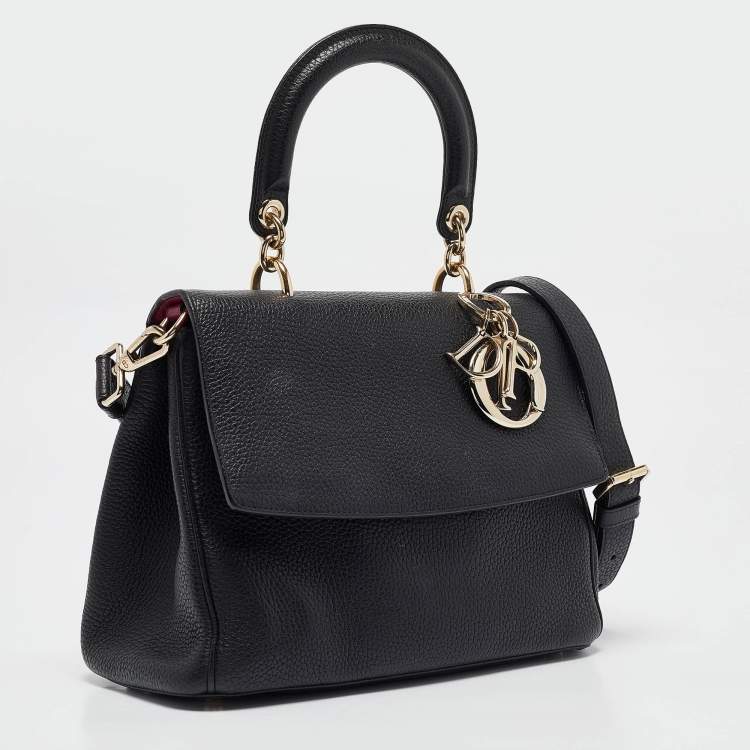 Pre Owned Dior Black Leather Small Be Dior Flap Top Handle Bag