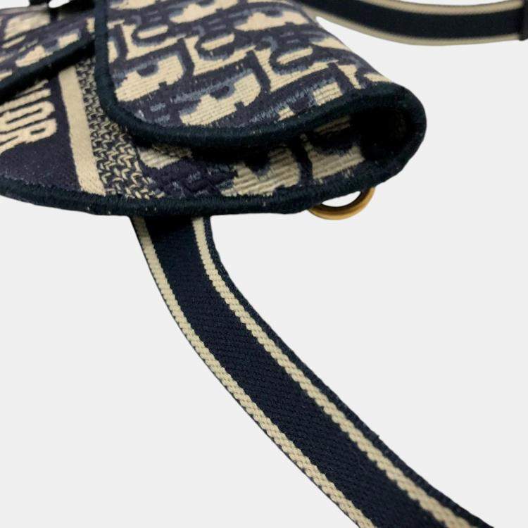 Pre Owned Dior Navy Saddle Flat Waist Pouch