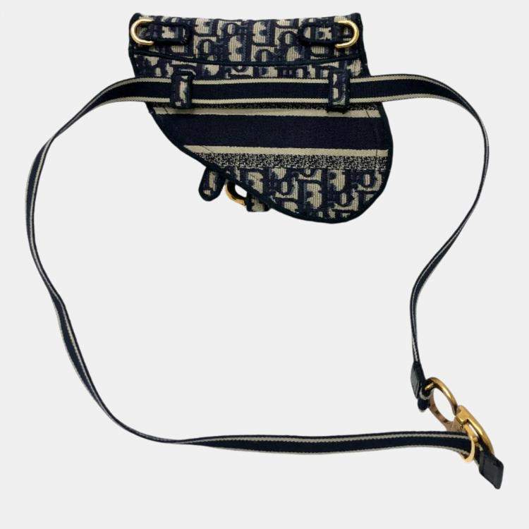 Pre Owned Dior Navy Saddle Flat Waist Pouch
