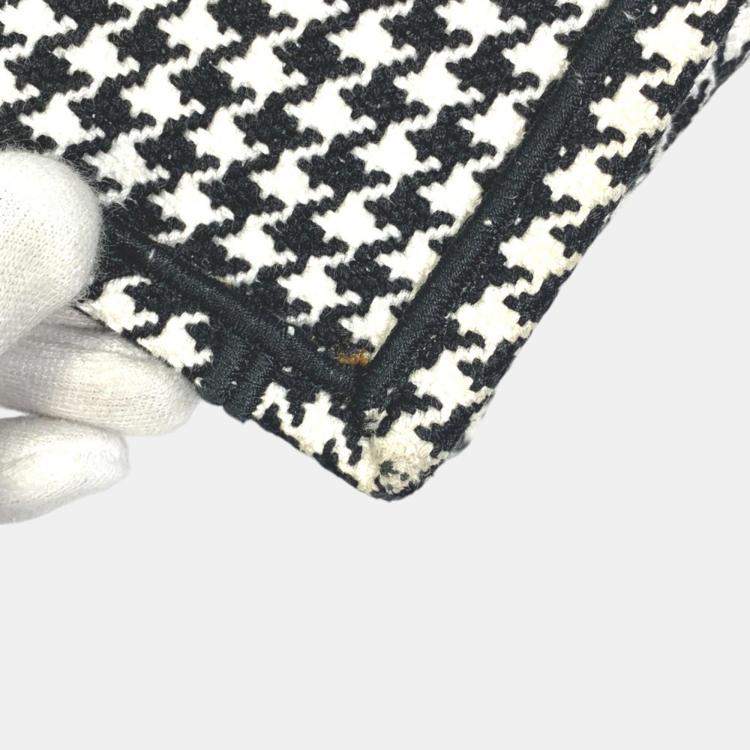 Pre Owned Dior White/Black Houndstooth Book Tote Bag