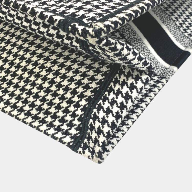 Pre Owned Dior White/Black Houndstooth Book Tote Bag