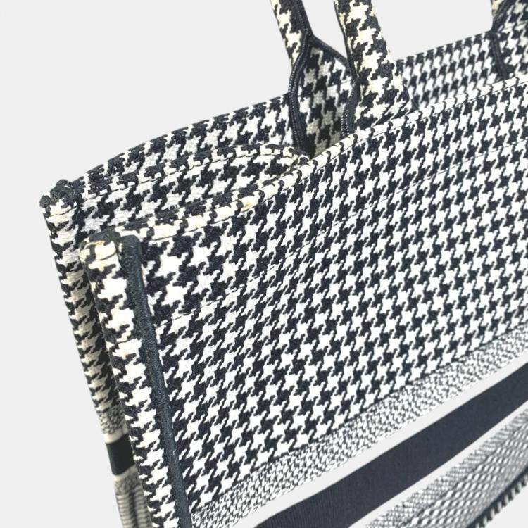 Pre Owned Dior White/Black Houndstooth Book Tote Bag