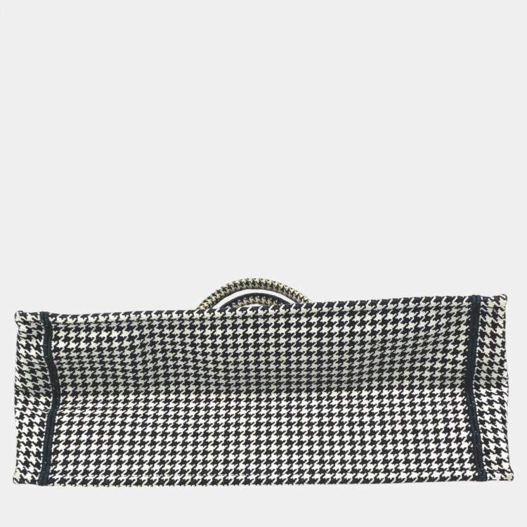 Pre Owned Dior White/Black Houndstooth Book Tote Bag
