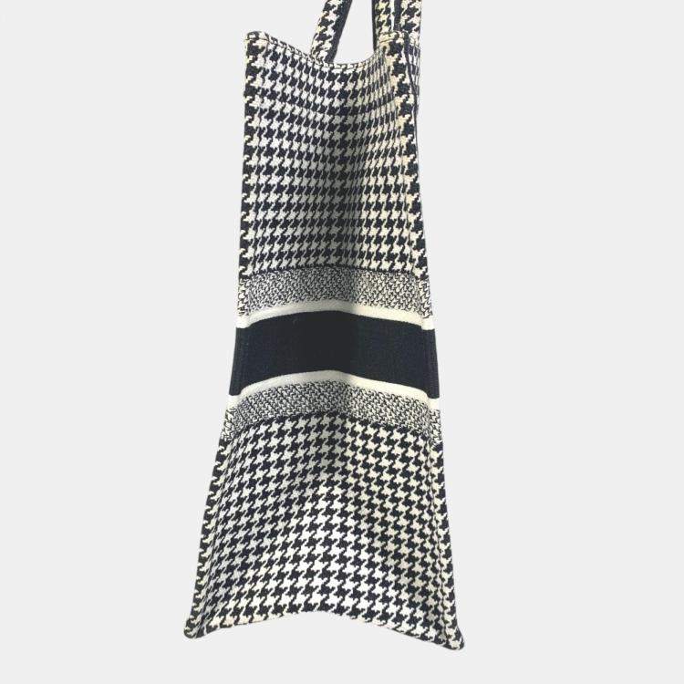 Pre Owned Dior White/Black Houndstooth Book Tote Bag