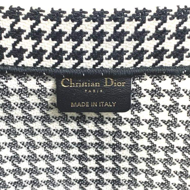 Pre Owned Dior White/Black Houndstooth Book Tote Bag