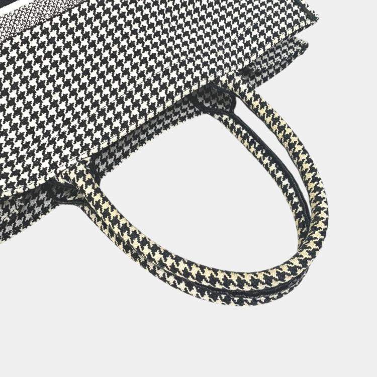 Pre Owned Dior White/Black Houndstooth Book Tote Bag