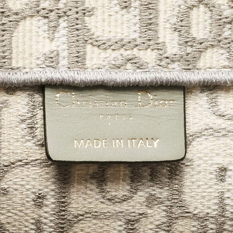 Pre Owned Dior Grey Oblique Embroidered Canvas Medium Book Tote