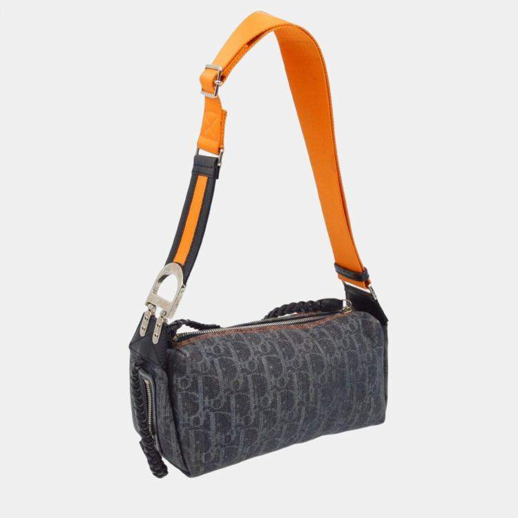 Pre Owned Christian Dior Navy Trotter Flight Shoulder Bag