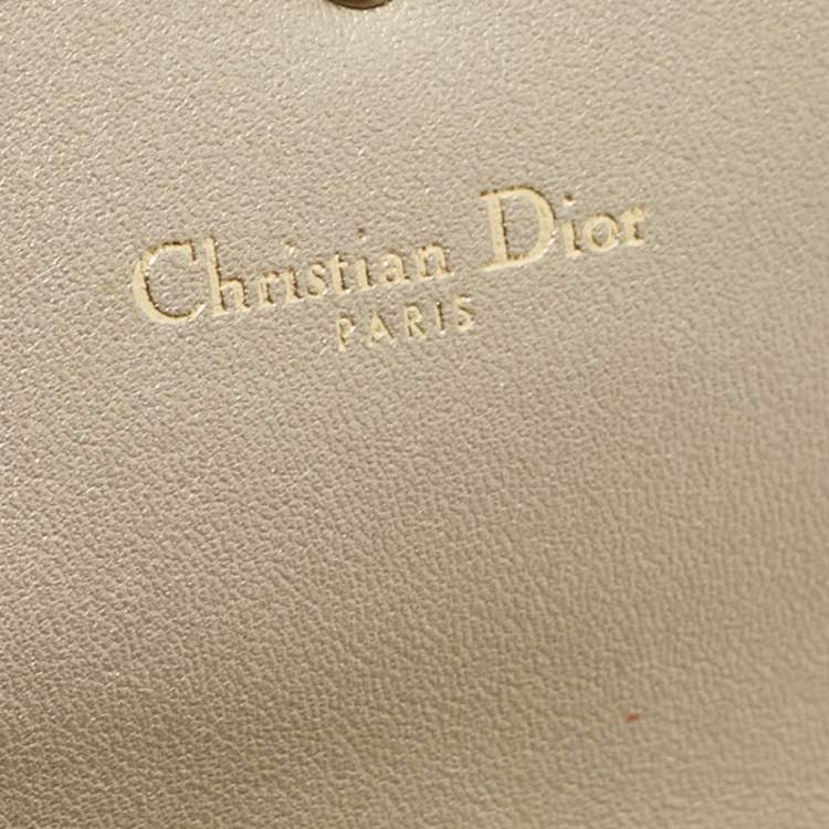 Pre Owned Dior Gold Leather Diorama Trifold Wallet