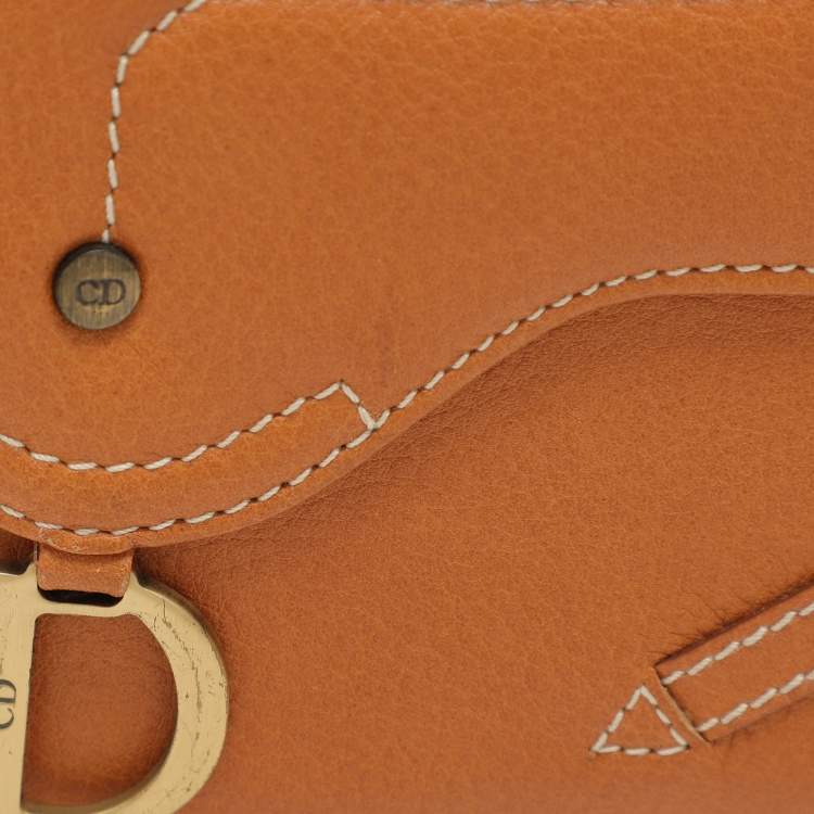 Pre Owned Dior Tan Leather Saddle Bifold Wallet