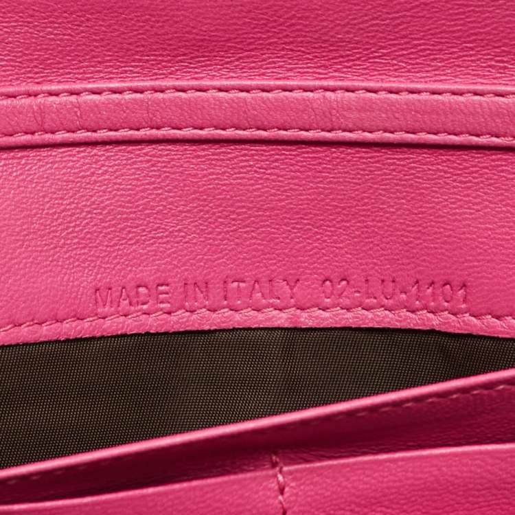 Pre Owned Dior Pink Cannage Leather Lady Dior Wallet on Chain