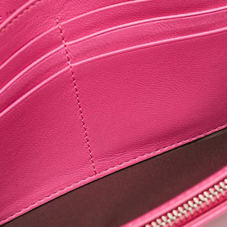 Pre Owned Dior Pink Cannage Leather Lady Dior Wallet on Chain