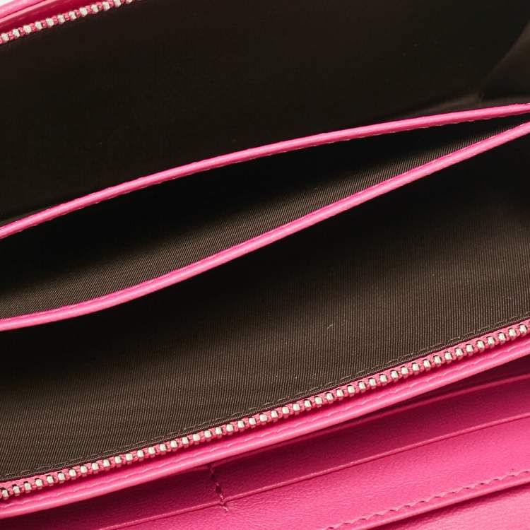 Pre Owned Dior Pink Cannage Leather Lady Dior Wallet on Chain
