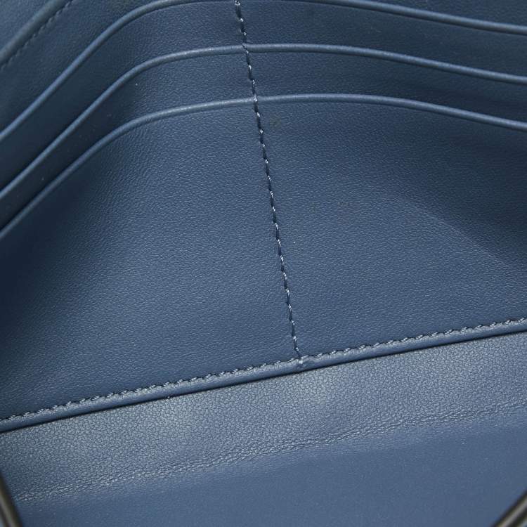 Pre Owned Dior Blue Leather Saddle Wallet On Chain