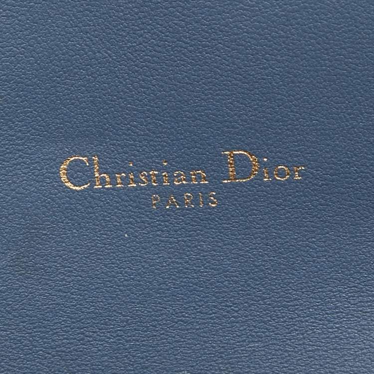 Pre Owned Dior Blue Leather Saddle Wallet On Chain