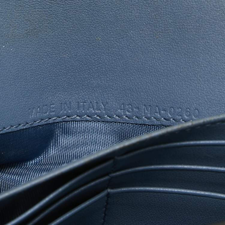 Pre Owned Dior Blue Leather Saddle Wallet On Chain