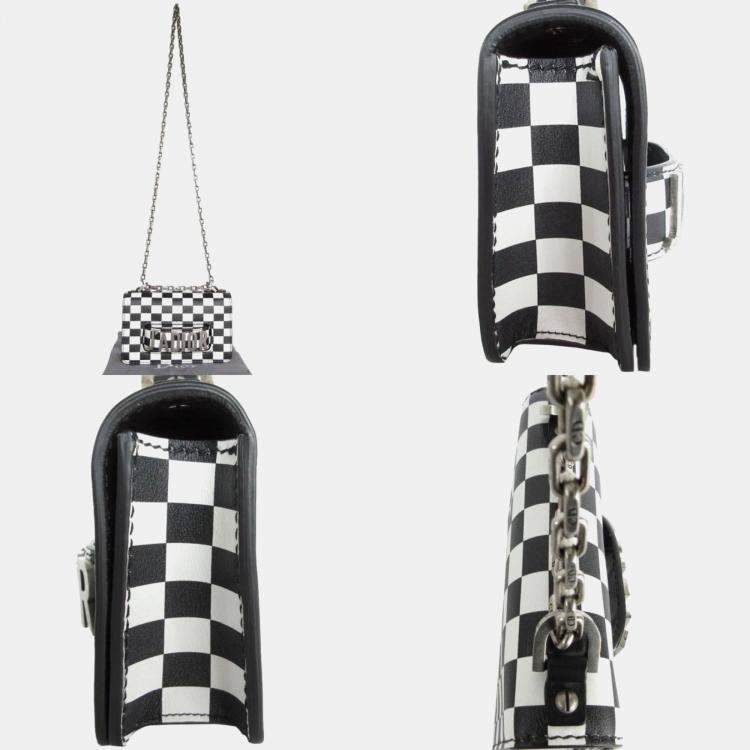 Pre Owned Christian Dior Leather Black x White JA Dior Shoulder Bag