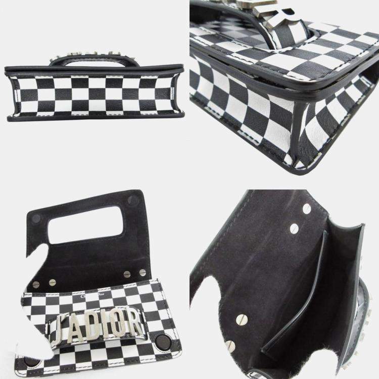 Pre Owned Christian Dior Leather Black x White JA Dior Shoulder Bag