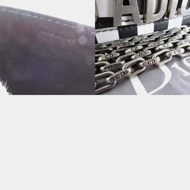 Pre Owned Christian Dior Leather Black x White JA Dior Shoulder Bag