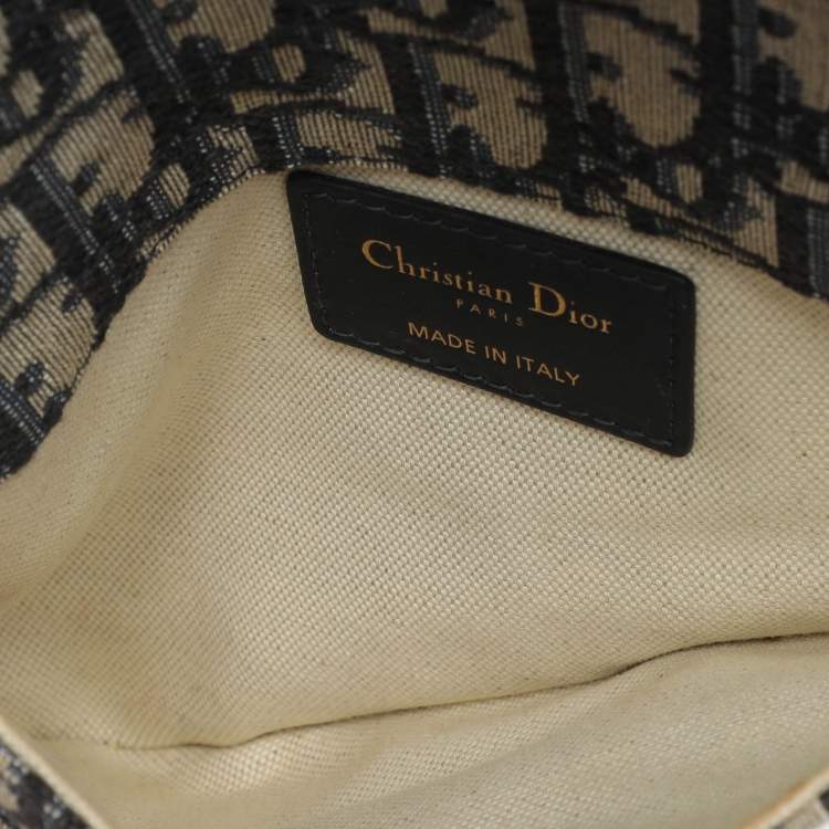 Pre Owned Dior Blue/Black Oblique Canvas and Leather Saddle Belt Bag
