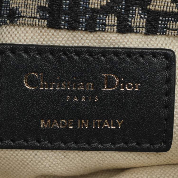 Pre Owned Dior Blue/Black Oblique Canvas and Leather Saddle Belt Bag
