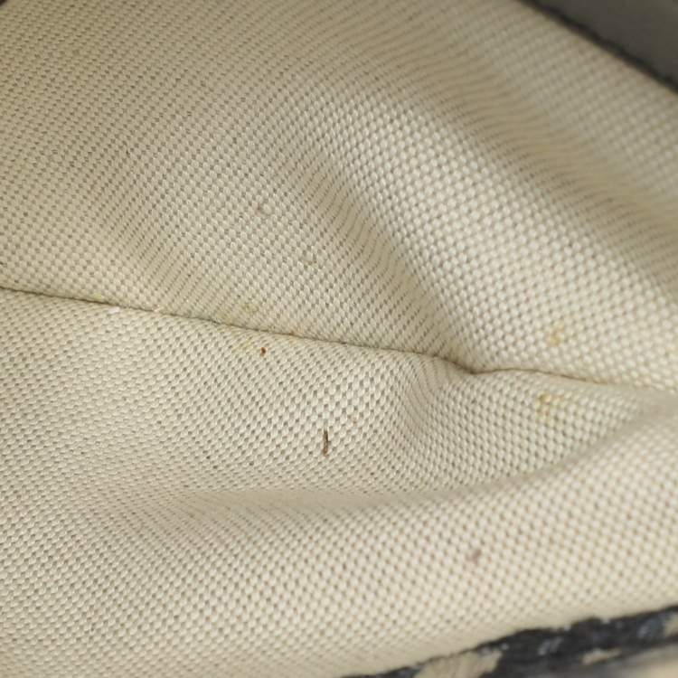 Pre Owned Dior Blue/Black Oblique Canvas and Leather Saddle Belt Bag