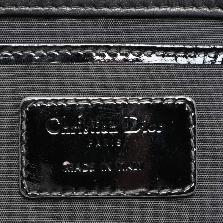 Pre Owned Dior Black Quilted Cannage Patent Leather Lady Dior Chain Clutch