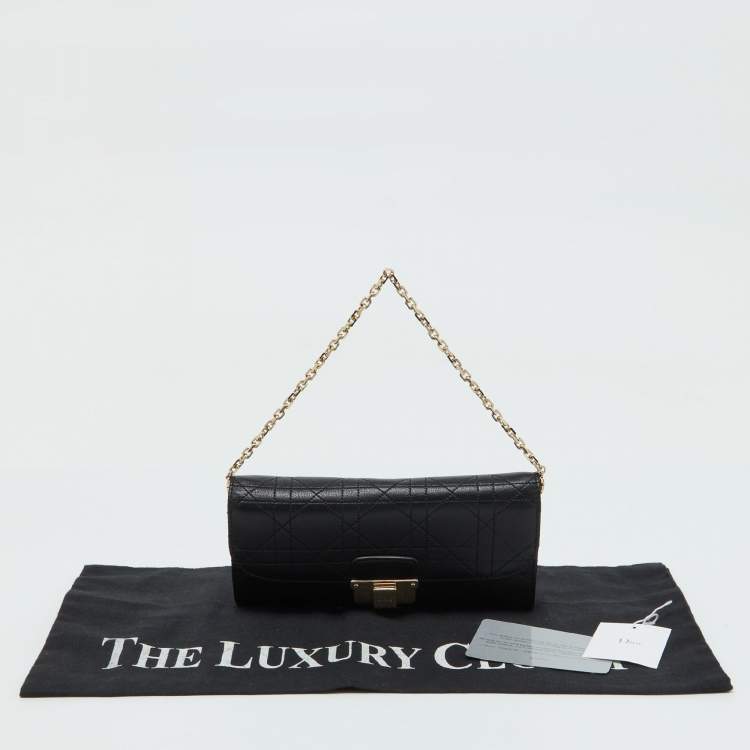 Pre Owned Dior Black Cannage Leather Rendezvous Wallet on Chain