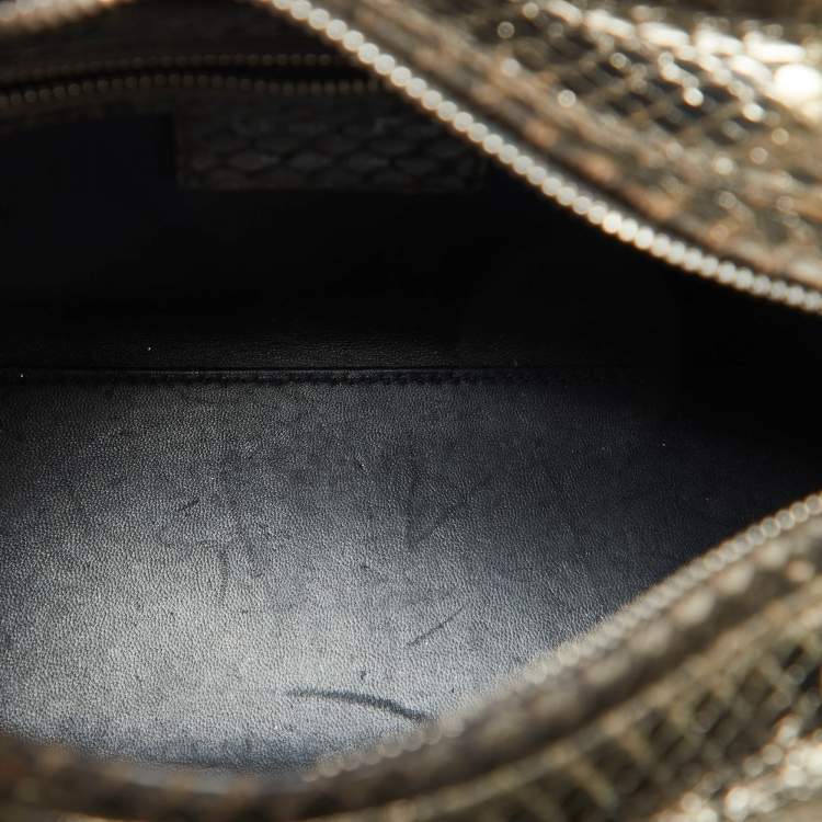 Pre Owned Dior Metallic Python Medium Lady Dior Tote