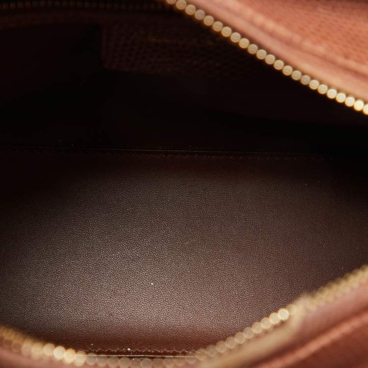 Pre Owned Dior Brown Lizard Medium Lady Dior Tote